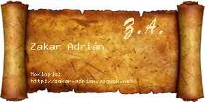Zakar Adrián névjegykártya